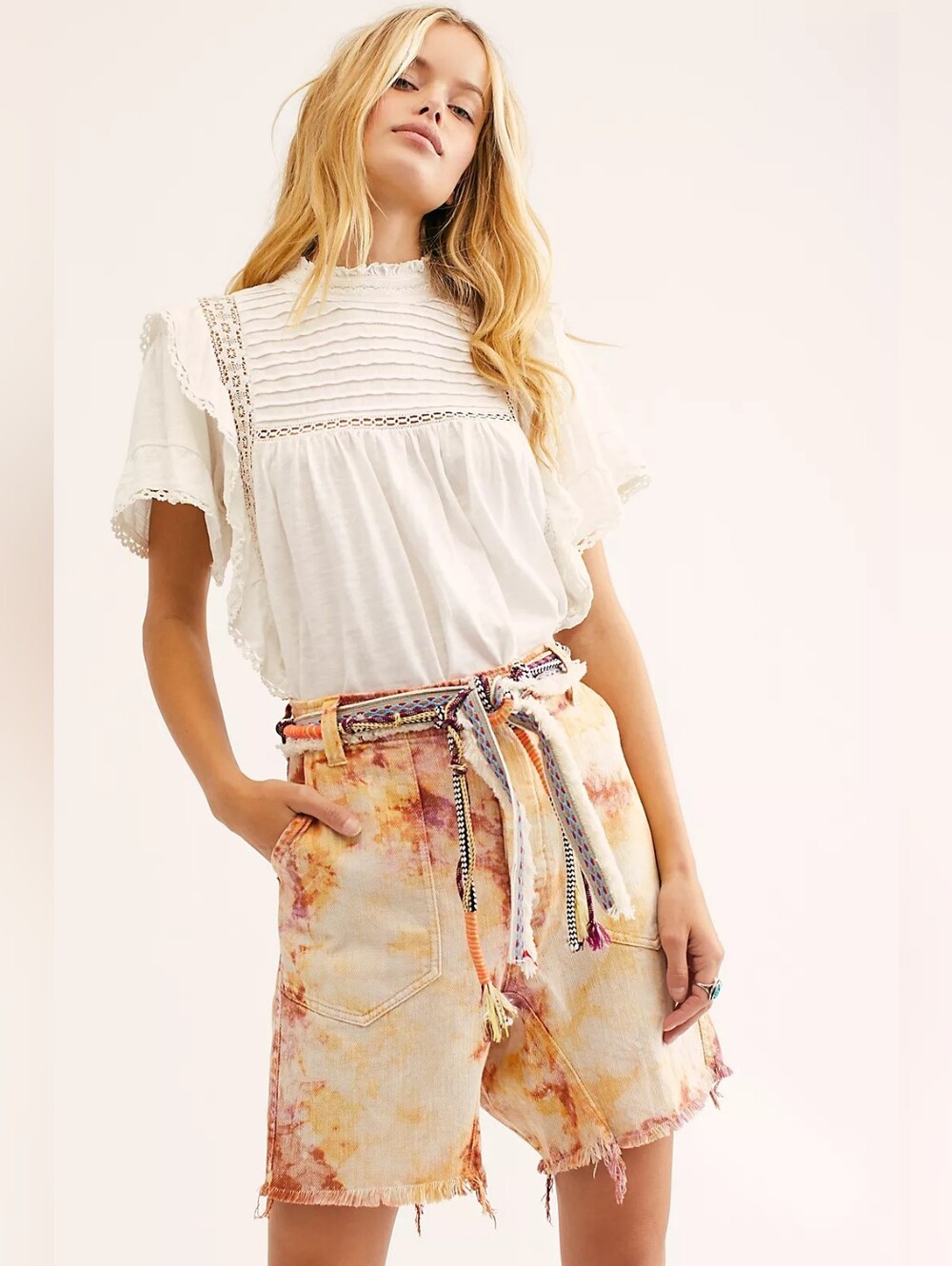 EUC Free People She's A Legend Harem Shorts In Apricot Size 4 (Fits Size 6 Too)